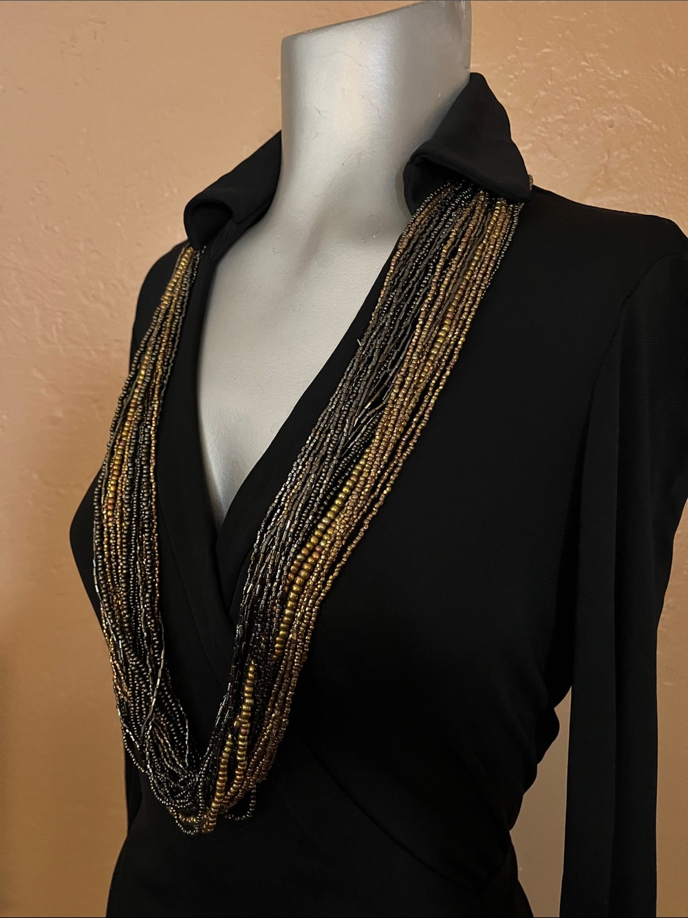 Vintage Cascade Multi Strand Beaded Necklace.